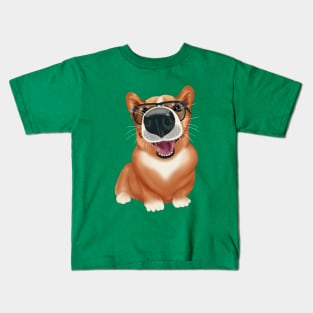 Corgi with sunglasses Kids T-Shirt